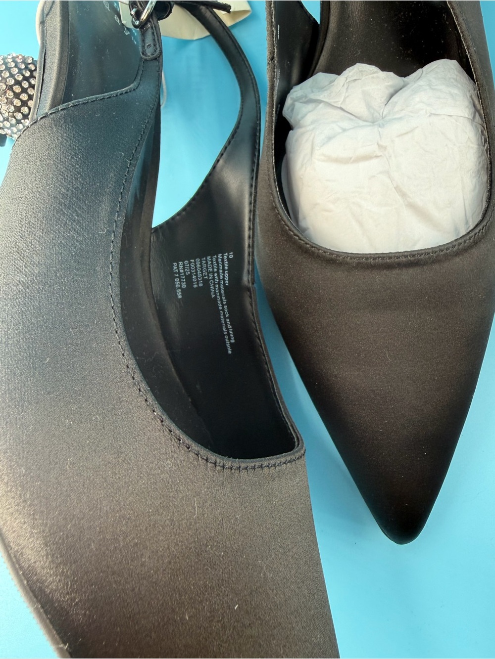 A New Day Target Simone Rhinestone Ball Heels Satin Black Formal Holiday New 10 - Picture 4 of 4